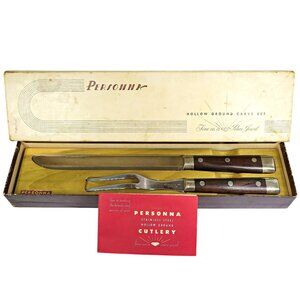 Personna TA‑264 Carving Knife & Fork Set, 1945 Gift, Complete with Box & Insert